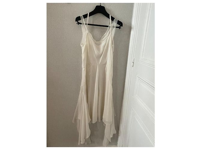 Abito corto bianco in seta e chiffon John Galliano - vista 2