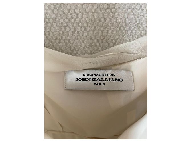 Abito corto bianco in seta e chiffon John Galliano - vista 5