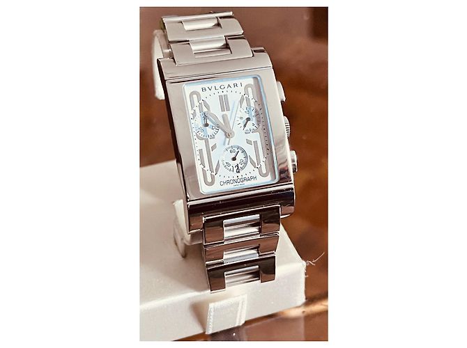 Relógio Bulgari Chrono Rettangolo GM Aço Prata - vista 3