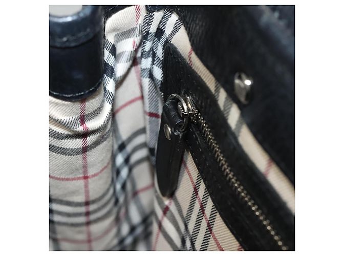 Borsa a mano in pelle nera e argento autentica BA1908 di BURBERRY Nero - vista 19