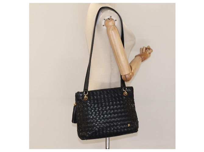 BALLY Borsa a Spalla Trapuntata in Pelle Nera e Oro Auth BA1832 Nero D'oro - vista 21
