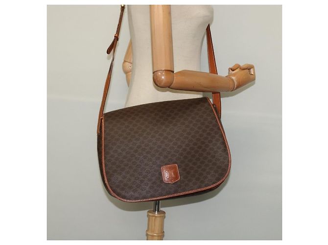 Céline Borsa a spalla in tela Macadam CELINE in pelle PVC marrone oro Auth bs25678 D'oro - vista 22