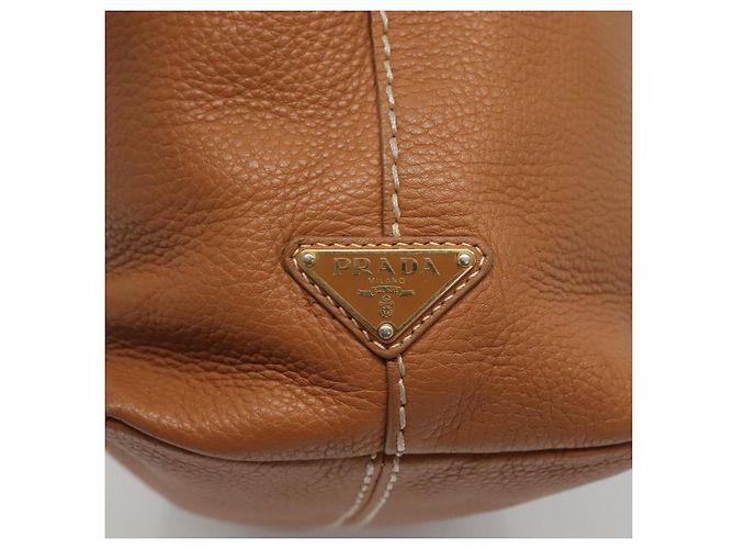 PRADA Borsa a mano in pelle 2 vie beige oro Auth sw742 D'oro - vista 14