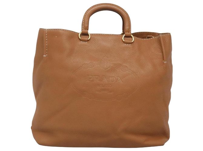 PRADA Borsa a mano in pelle 2 vie beige oro Auth sw742 D'oro - vista 2