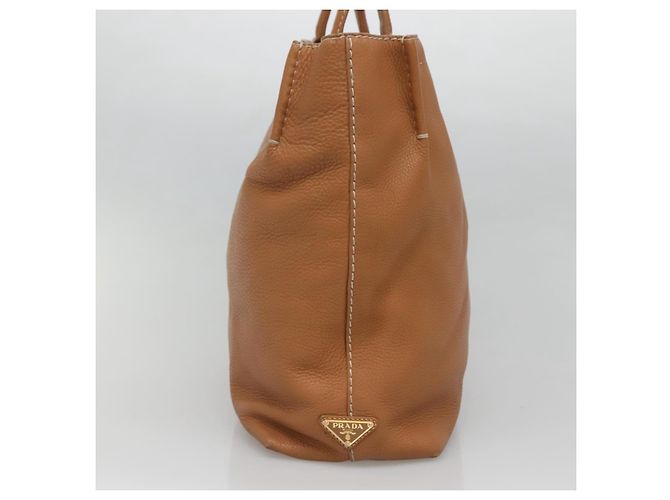 PRADA Borsa a mano in pelle 2 vie beige oro Auth sw742 D'oro - vista 4
