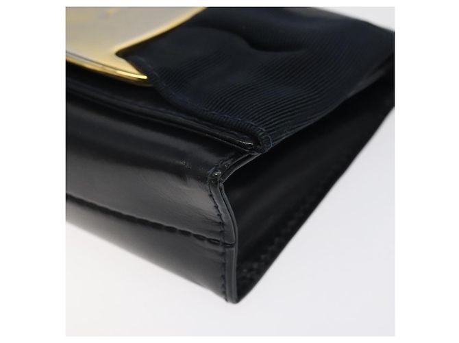 Borsa a spalla Pouch in pelle blu navy oro Auth BA1758 di Salvatore Ferragamo D'oro - vista 10
