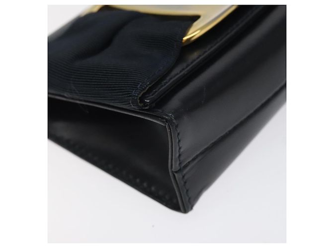 Borsa a spalla Pouch in pelle blu navy oro Auth BA1758 di Salvatore Ferragamo D'oro - vista 11