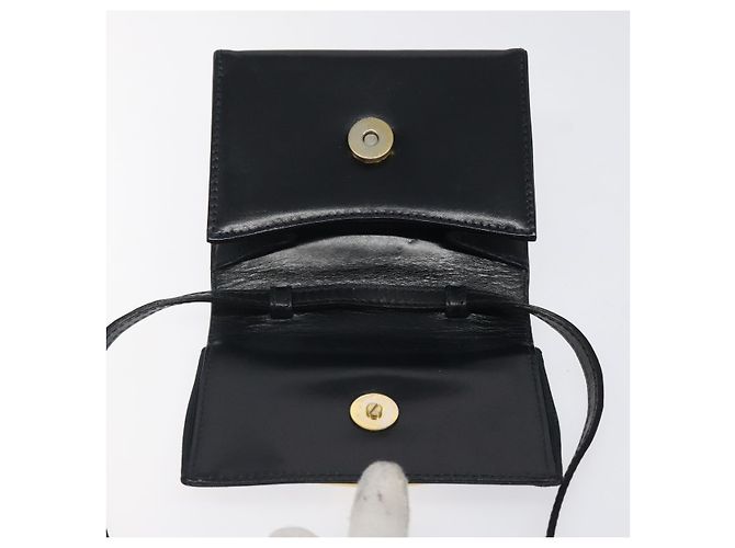 Borsa a spalla Pouch in pelle blu navy oro Auth BA1758 di Salvatore Ferragamo D'oro - vista 14