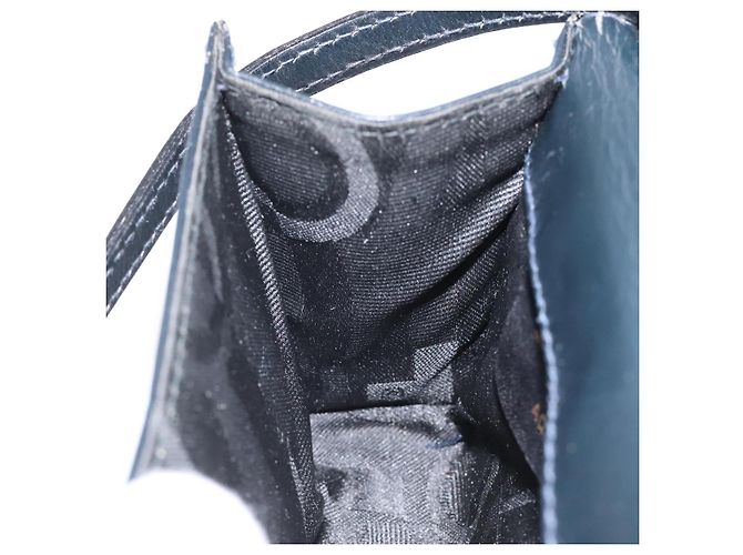 Borsa a spalla Pouch in pelle blu navy oro Auth BA1758 di Salvatore Ferragamo D'oro - vista 18