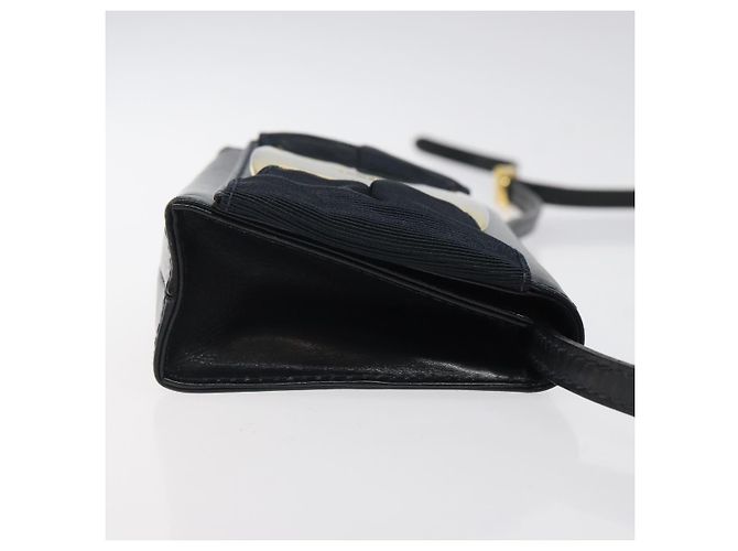 Borsa a spalla Pouch in pelle blu navy oro Auth BA1758 di Salvatore Ferragamo D'oro - vista 4