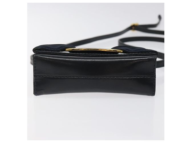 Borsa a spalla Pouch in pelle blu navy oro Auth BA1758 di Salvatore Ferragamo D'oro - vista 9