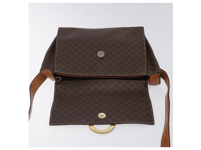 Céline CELINE Macadam Canvas Circle Shoulder Bag PVC Leather Brown Gold Auth 122059 Golden - view 15