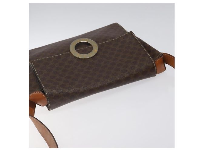Céline CELINE Macadam Canvas Circle Shoulder Bag PVC Leather Brown Gold Auth 122059 Golden - view 6