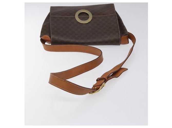 Céline CELINE Macadam Canvas Circle Shoulder Bag PVC Leather Brown Gold Auth 122059 Golden - view 7