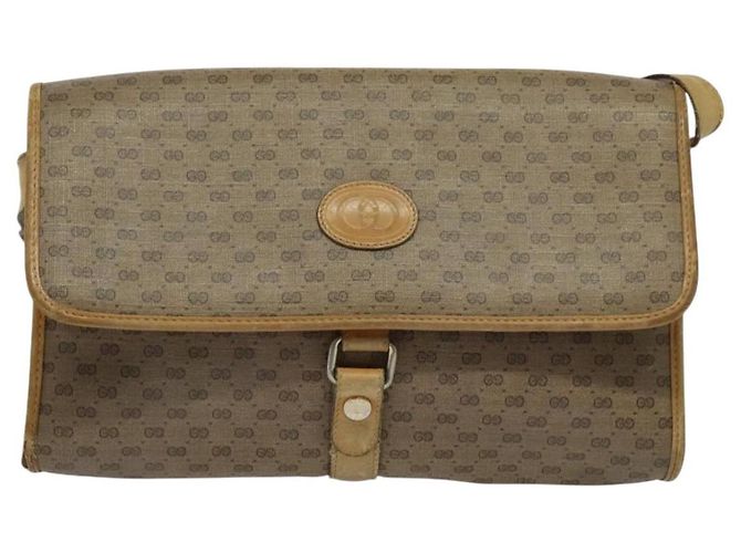 Gucci Borsa a Spalla Micro GG Supreme PVC Beige Oro 001 115 2681 Auth sw738 D'oro - vista 2