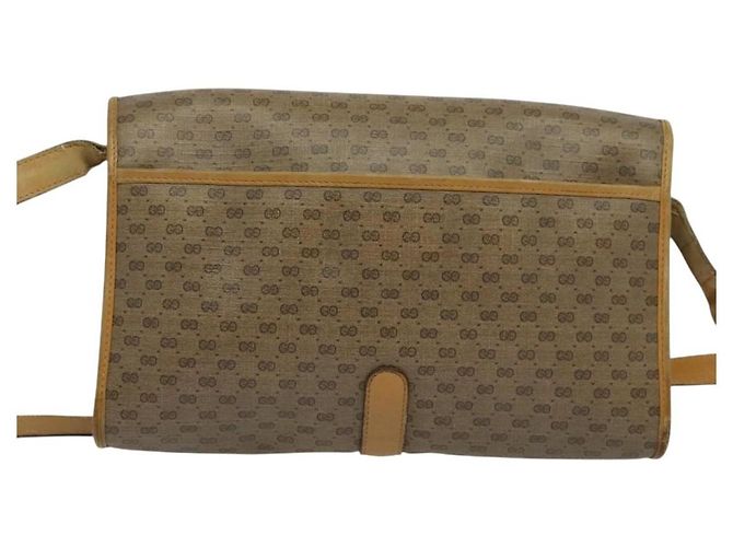 Gucci Borsa a Spalla Micro GG Supreme PVC Beige Oro 001 115 2681 Auth sw738 D'oro - vista 3