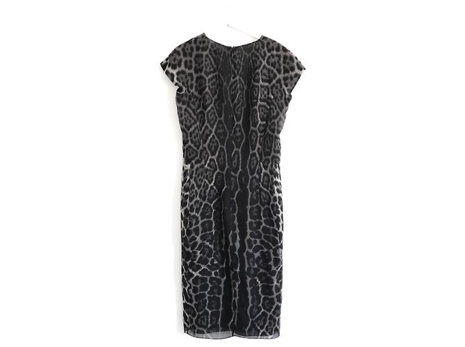 Grau Leoparden Seiden Shift Kleid Yves Saint Laurent 2009 - Ansicht 5