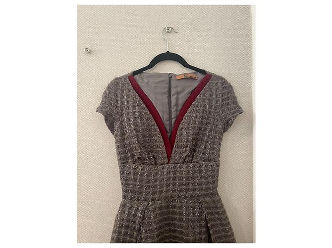 Vestido midi de tweed gris John Galliano Burdeos - vista 3
