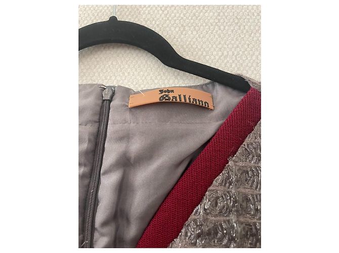 Vestido midi de tweed gris John Galliano Burdeos - vista 4