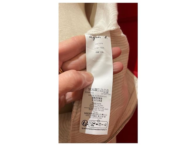 Agnès b. Leinenkleid Gestreift Beige Weiß Aus weiß - Ansicht 7