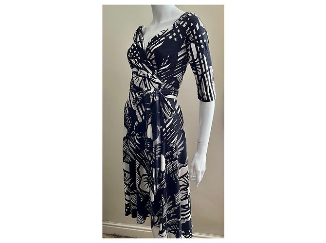 Diane Von Furstenberg Abito avvolgente in seta DvF Penna in bianco e nero - vista 3