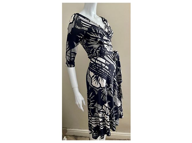 Diane Von Furstenberg Abito avvolgente in seta DvF Penna in bianco e nero - vista 4