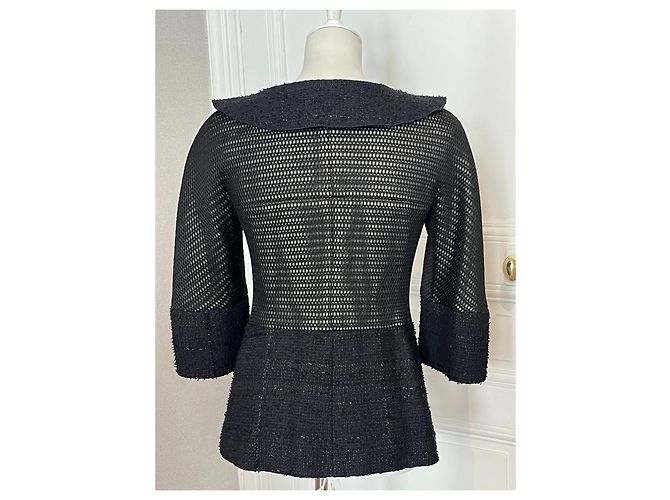 Chanel Peter Pan Tweedjacke Schwarz - Ansicht 3