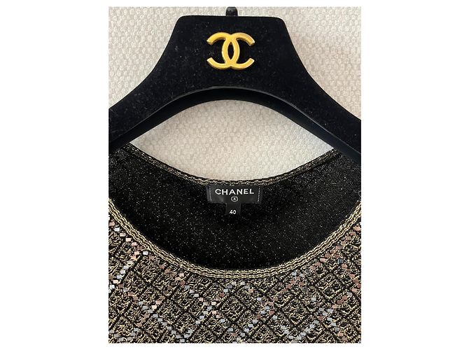 Top Chanel con paillettes argento a maniche lunghe - vista 3