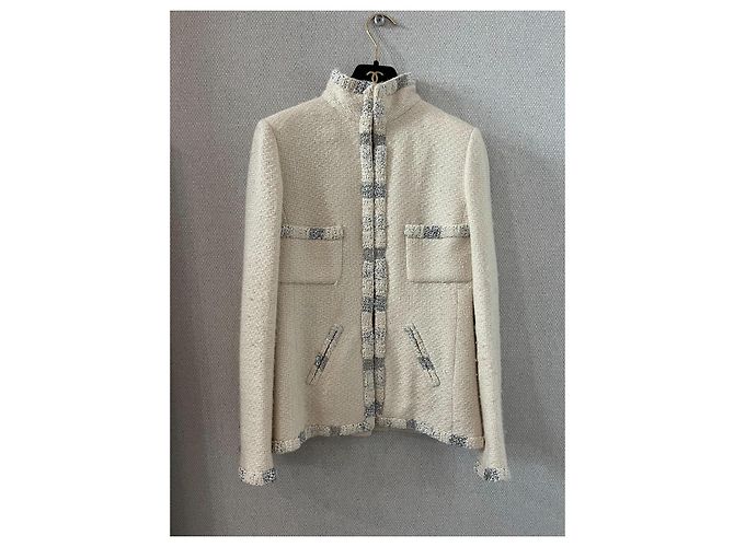 Chanel Ecru-Jacke Paris-Bombay Silber Aus weiß - Ansicht 2