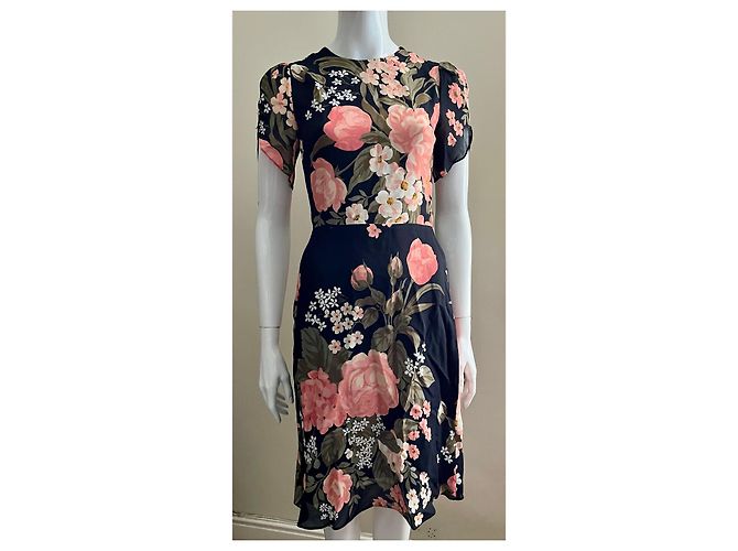 Reformation Andre Kleid mit Vivienne-Muster Schwarz Mehrfarben - Ansicht 2