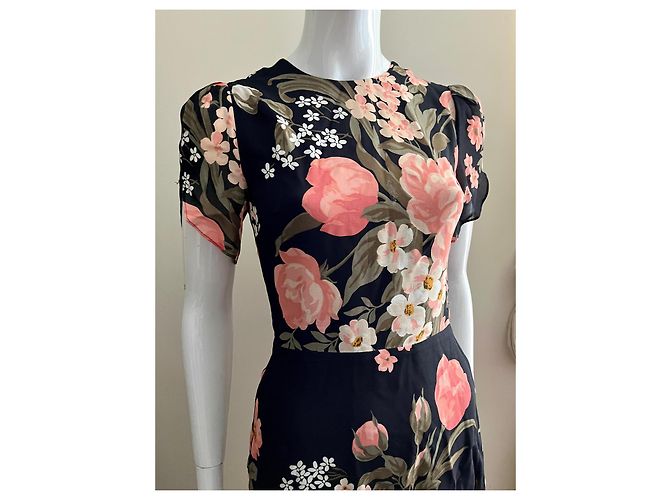 Reformation Andre Kleid mit Vivienne-Muster Schwarz Mehrfarben - Ansicht 3