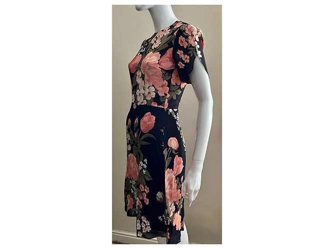 Reformation Andre Kleid mit Vivienne-Muster Schwarz Mehrfarben - Ansicht 4