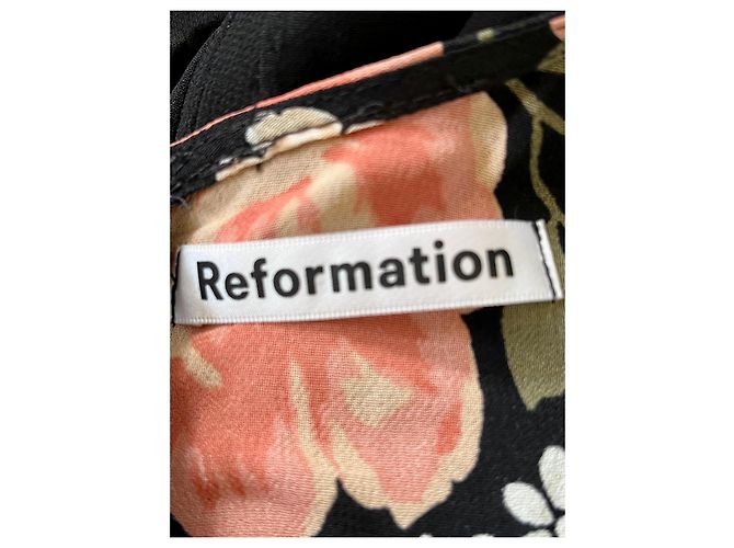 Reformation Andre Kleid mit Vivienne-Muster Schwarz Mehrfarben - Ansicht 6