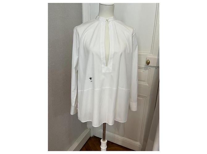 Camisa Christian Dior Blanca de Algodón con Bordado de Abeja Blanco - vista 2