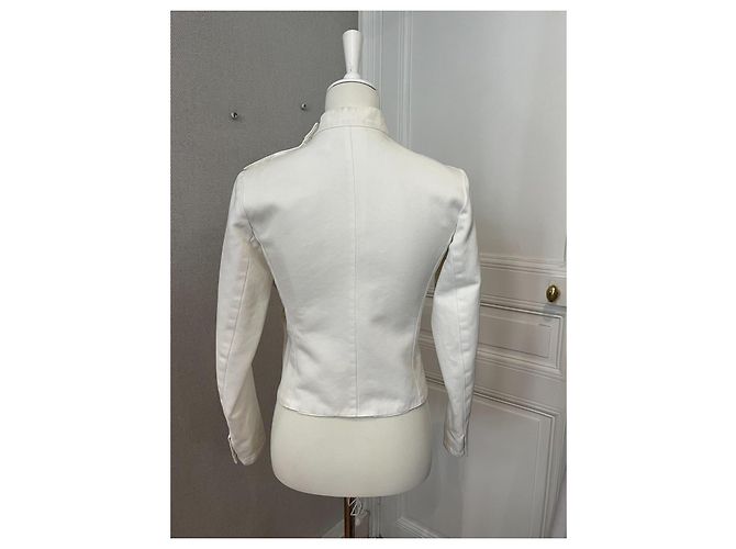 Christian Dior Gesteppte Jacke aus weißer Baumwolle - Ansicht 3