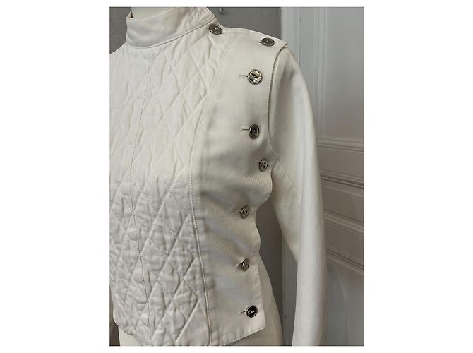 Christian Dior Gesteppte Jacke aus weißer Baumwolle - Ansicht 4