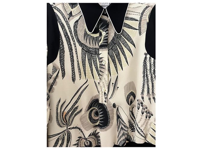 Dries Van Noten Samtbluse Velvet Black Schwarz Beige - Ansicht 3