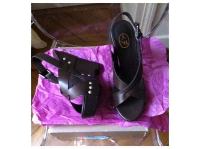 Mule con zeppa Ash Lucy in pelle marrone - vista 2
