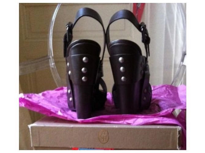 Mule con zeppa Ash Lucy in pelle marrone - vista 4