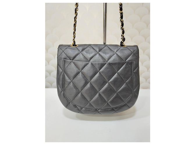 Chanel Demi-Lune Gesteppte Leder Handtasche Schwarz - Ansicht 7