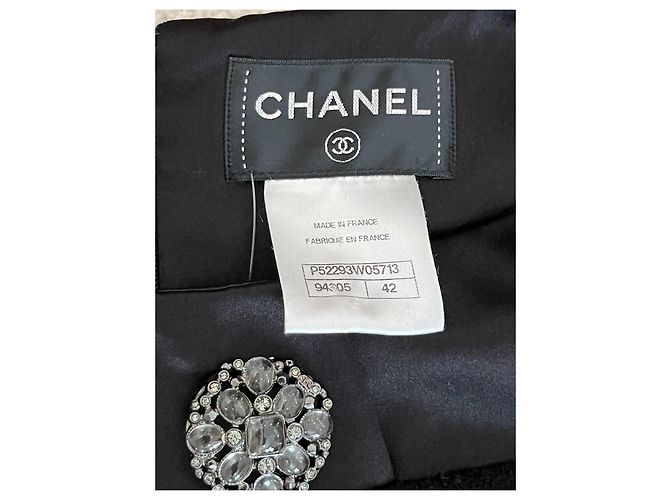 Chanel Vestido negro con botones Gripoix Gris - vista 6