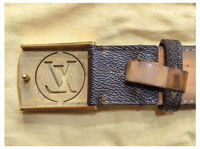 Louis Vuitton Monogram Gürtel Goldene Schnalle Braun - Ansicht 3