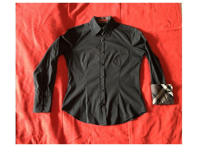 Camicia Burberry nera in cotone slim fit Nero - vista 11
