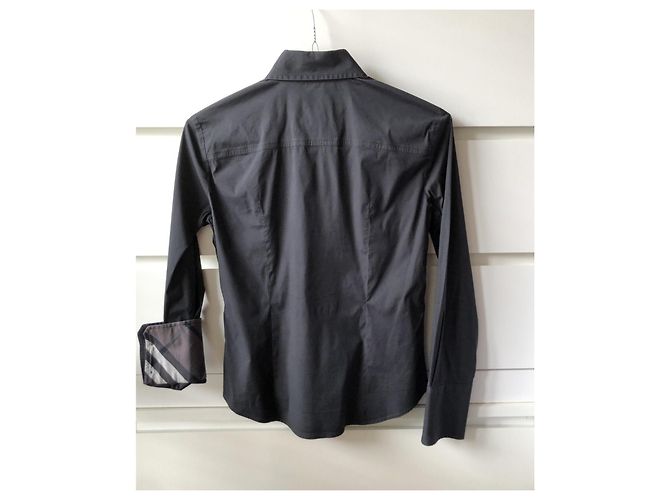 Camicia Burberry nera in cotone slim fit Nero - vista 3