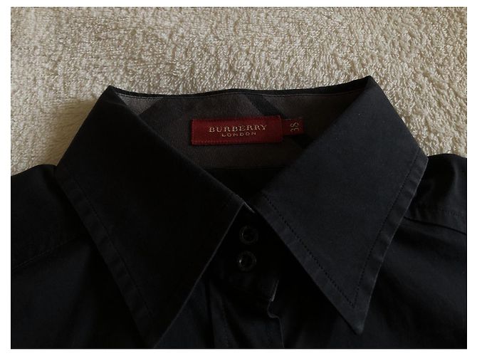 Camicia Burberry nera in cotone slim fit Nero - vista 4