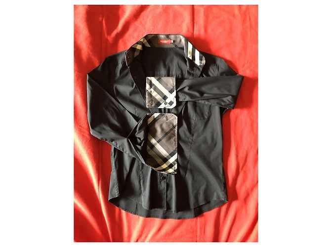 Camicia Burberry nera in cotone slim fit Nero - vista 8