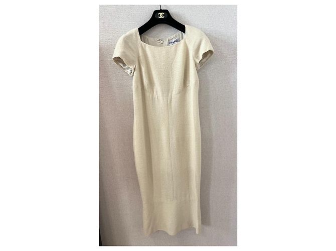 Chanel Moon Pearl Tweed Kleid Weiß - Ansicht 2