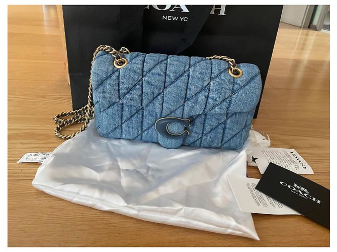 Borsa a mano Coach Tabby in denim blu - vista 2