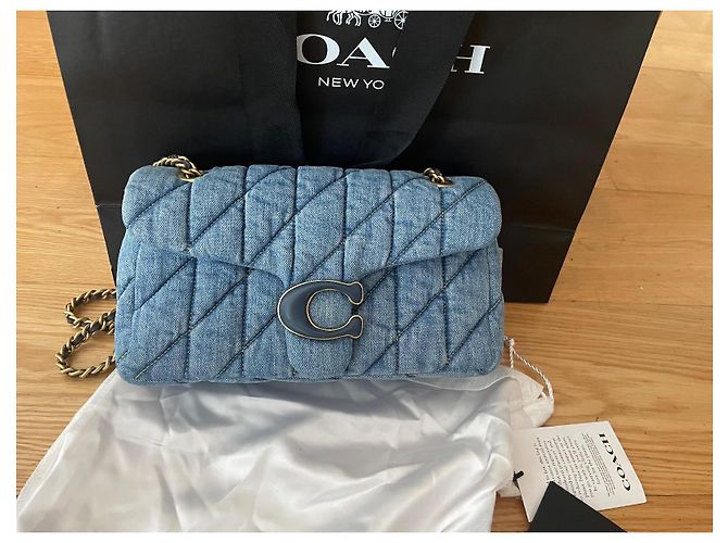 Borsa a mano Coach Tabby in denim blu - vista 3