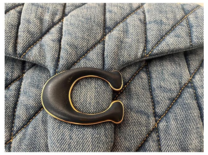Borsa a mano Coach Tabby in denim blu - vista 5